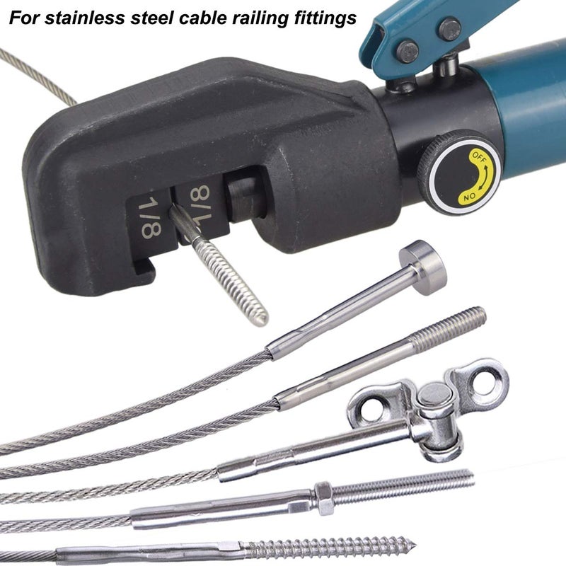 Lulultn Custom Hydraulic Crimper Tool for 1/8 Stainless Steel Cable Railing Kit Hardware System Fittings  with Cable Cutter - Image 2